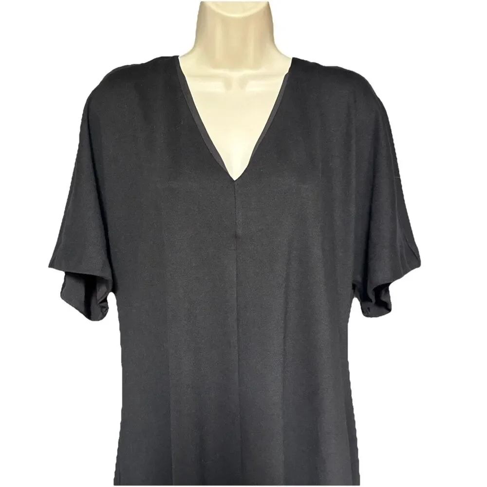 Tuckernuck Annalee Midi Dress XL Onyx Black Cinched Waist Cotton Blend Preppy